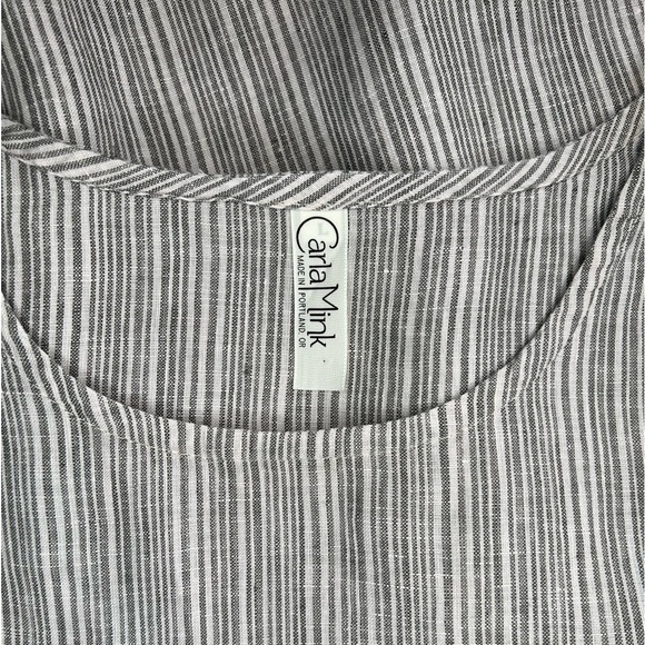 Carla Mink Gray & White Striped Linen Tunic - Picture 4 of 6
